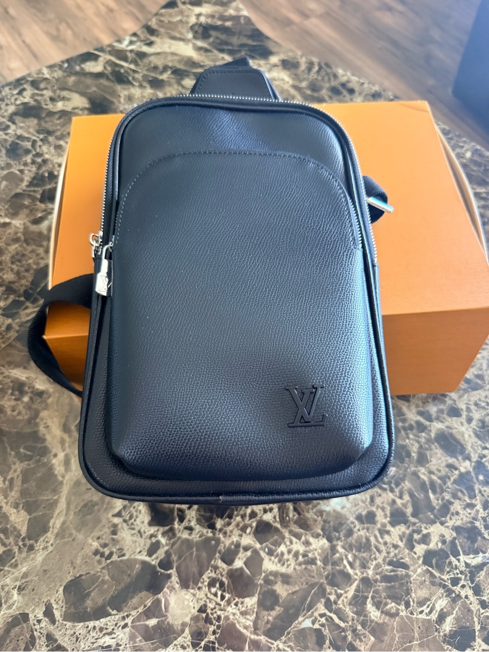 Louis Vuitton Black Pebbled Leather Sling Crossbody